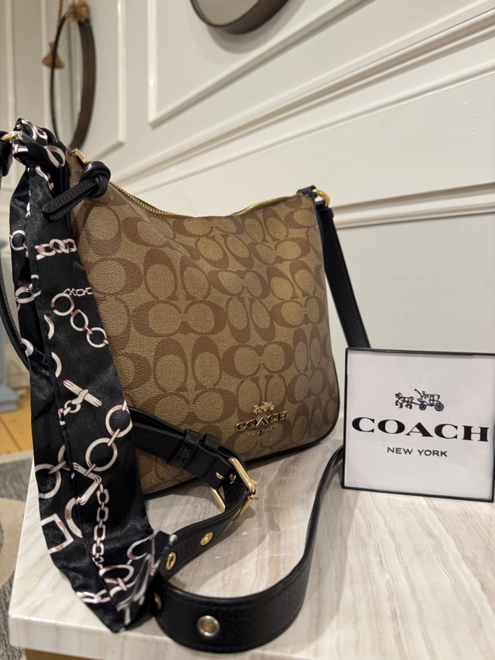Coach Ellie File Bag in Signature Brown Crossbody Bag